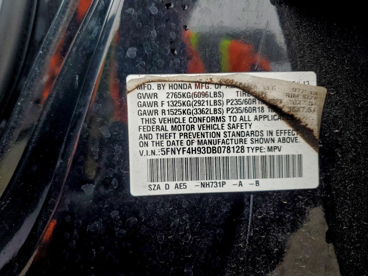 2013 HONDA PILOT TOURING photo 13