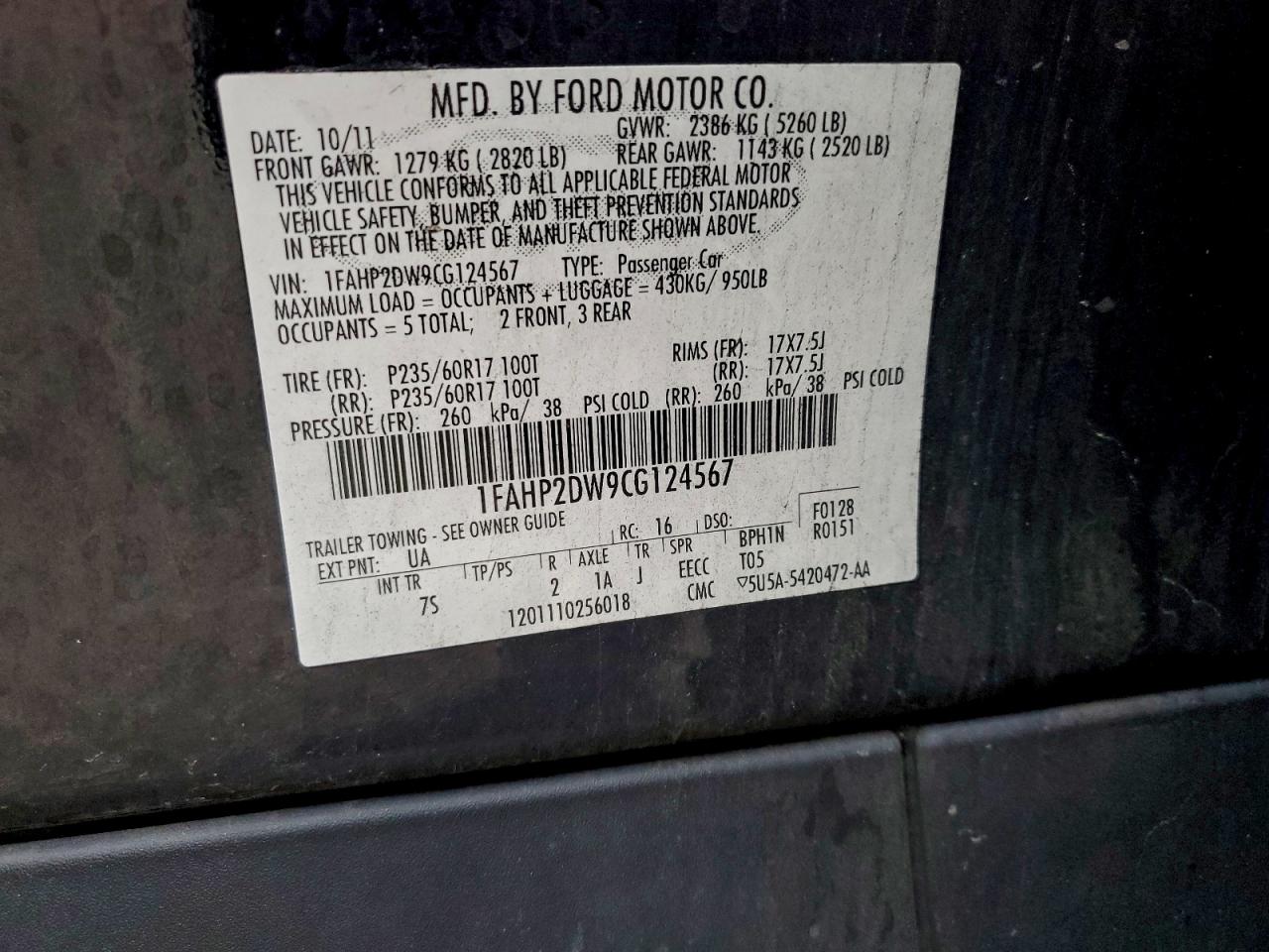 2012 FORD TAURUS SE photo 12