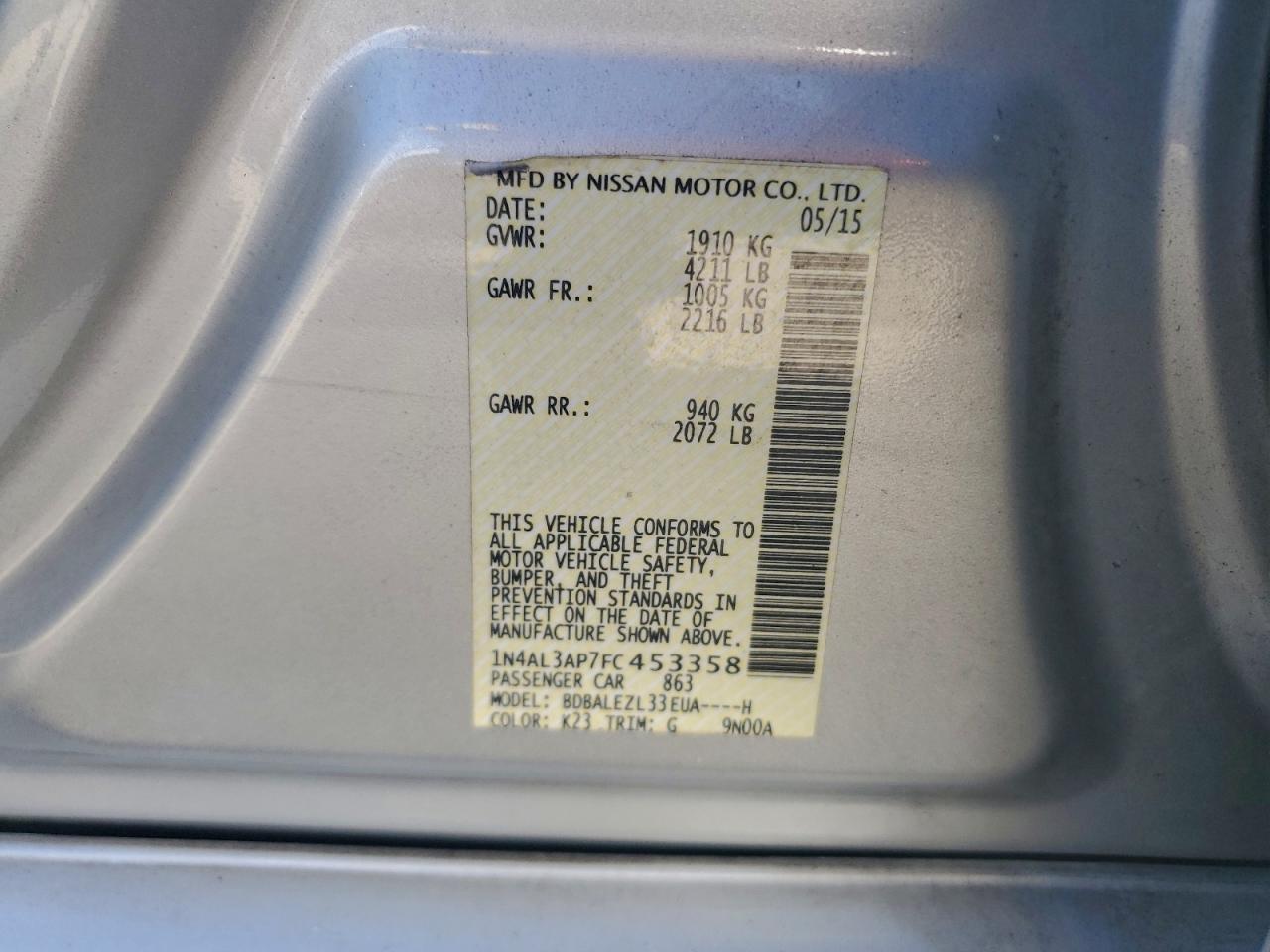 2015 NISSAN ALTIMA 2.5 photo 23