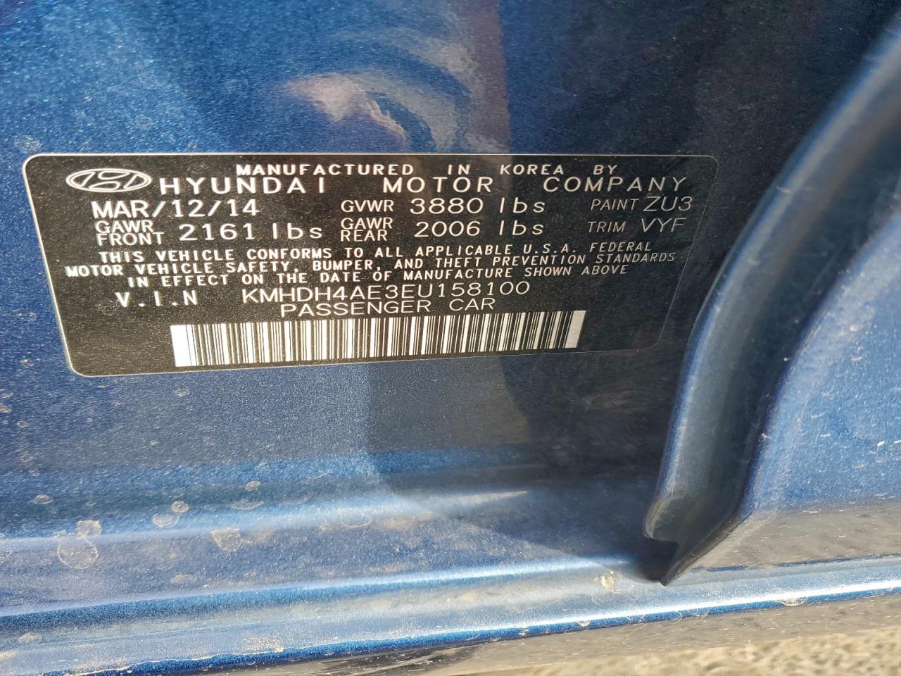 2014 HYUNDAI ELANTRA SE photo 12