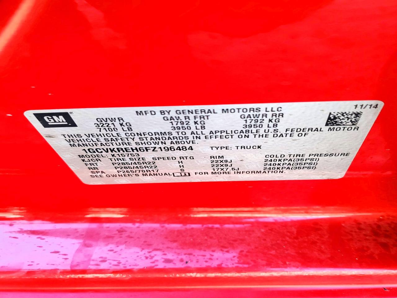 2015 CHEVROLET SILVERADO K1500 LT photo 12