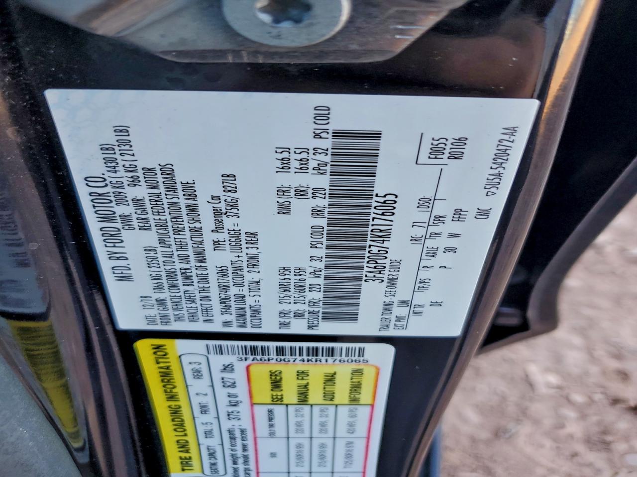 2019 FORD FUSION S photo 23