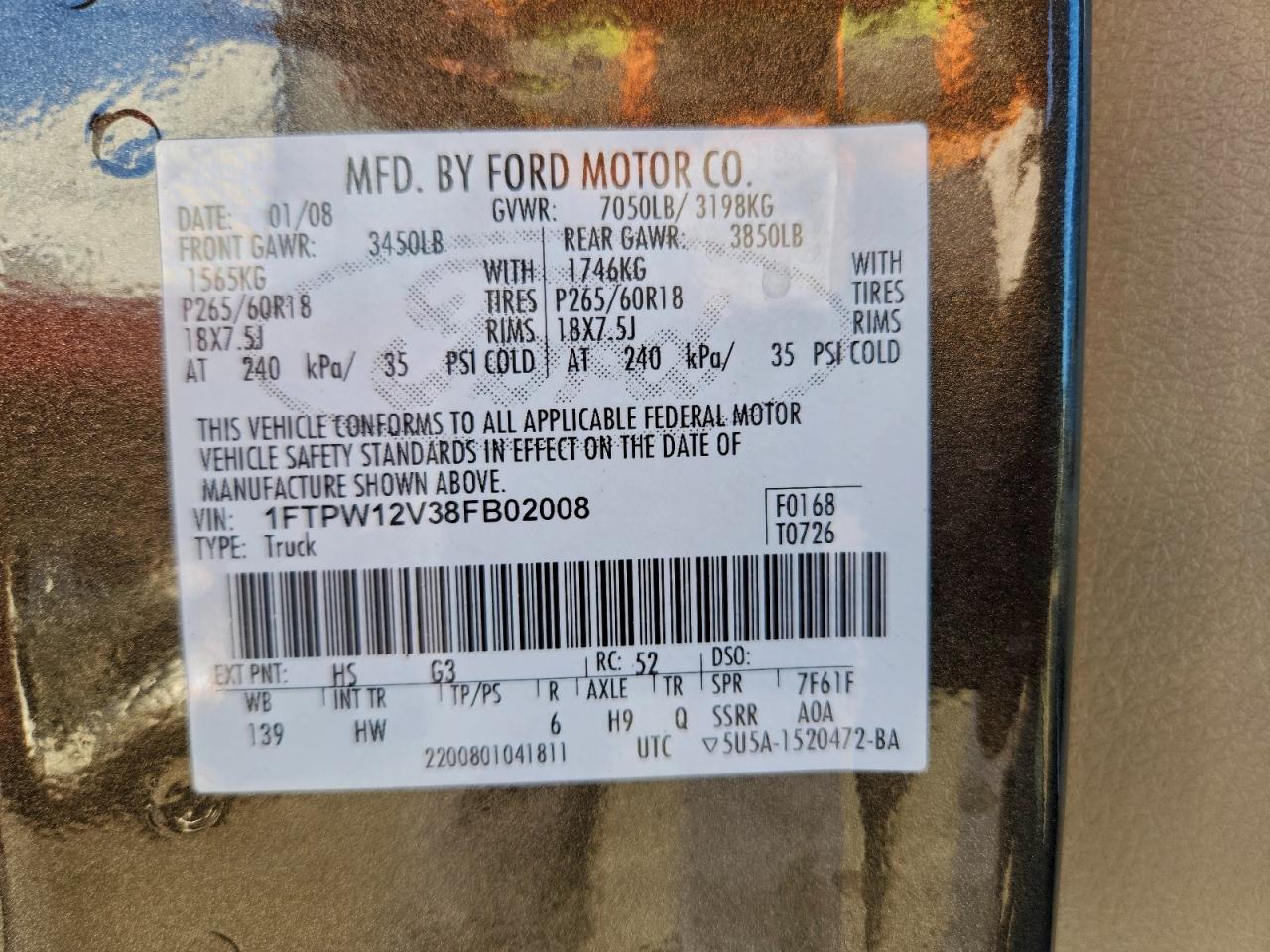 2008 FORD F150 SUPERCREW photo 12