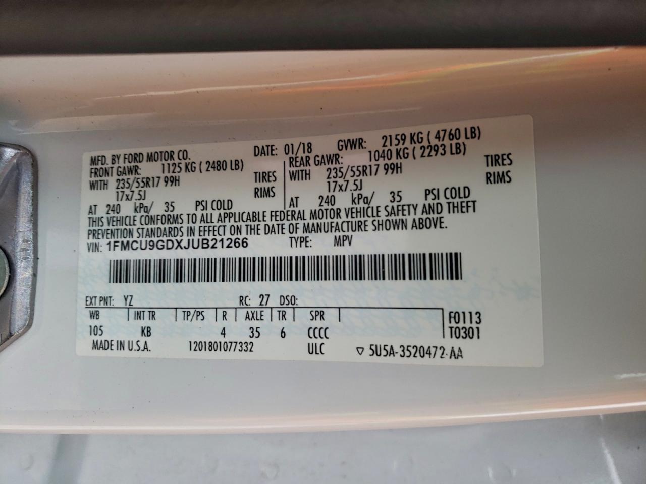2018 FORD ESCAPE SE photo 13