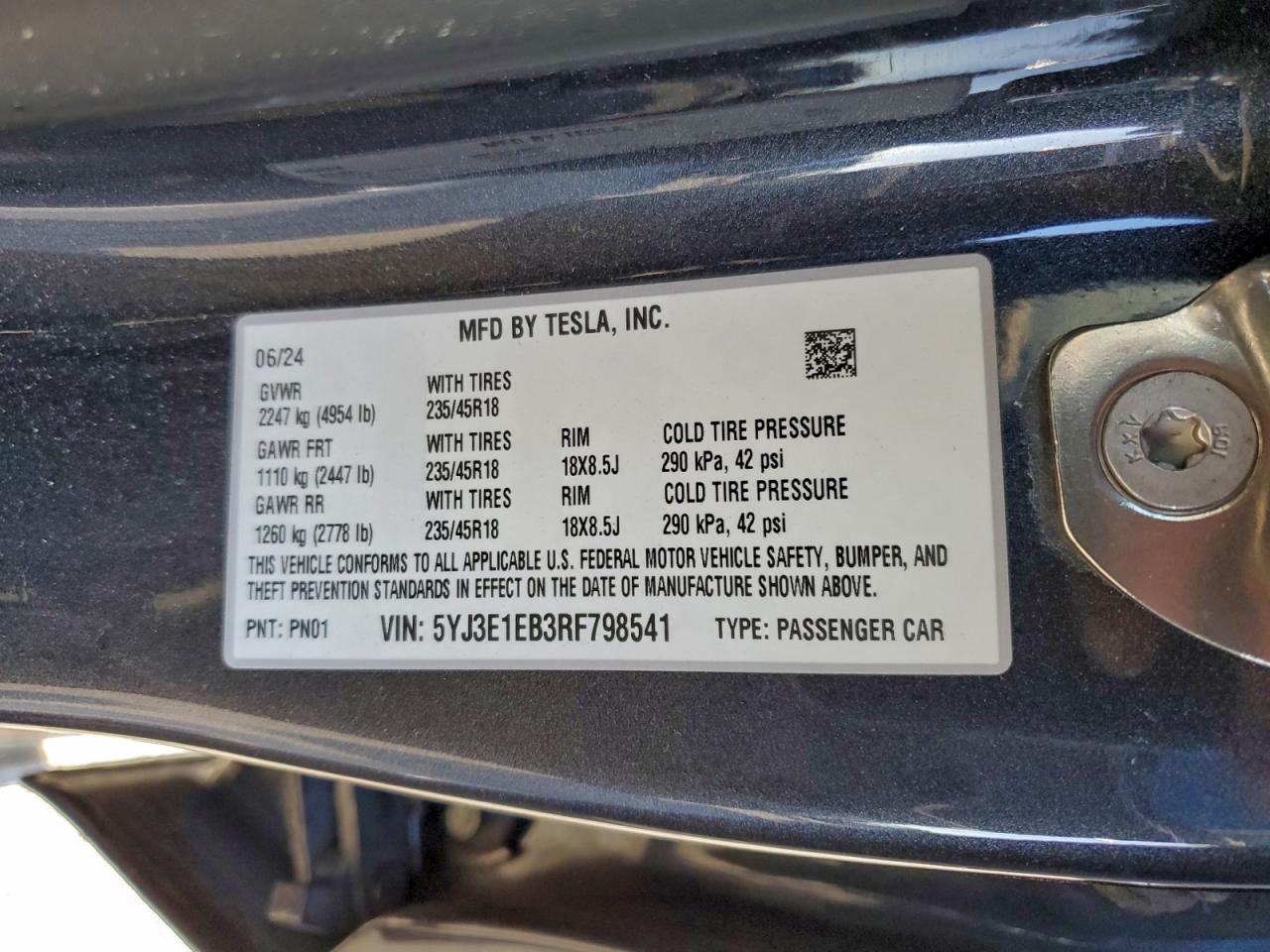 2024 TESLA MODEL 3 photo 14