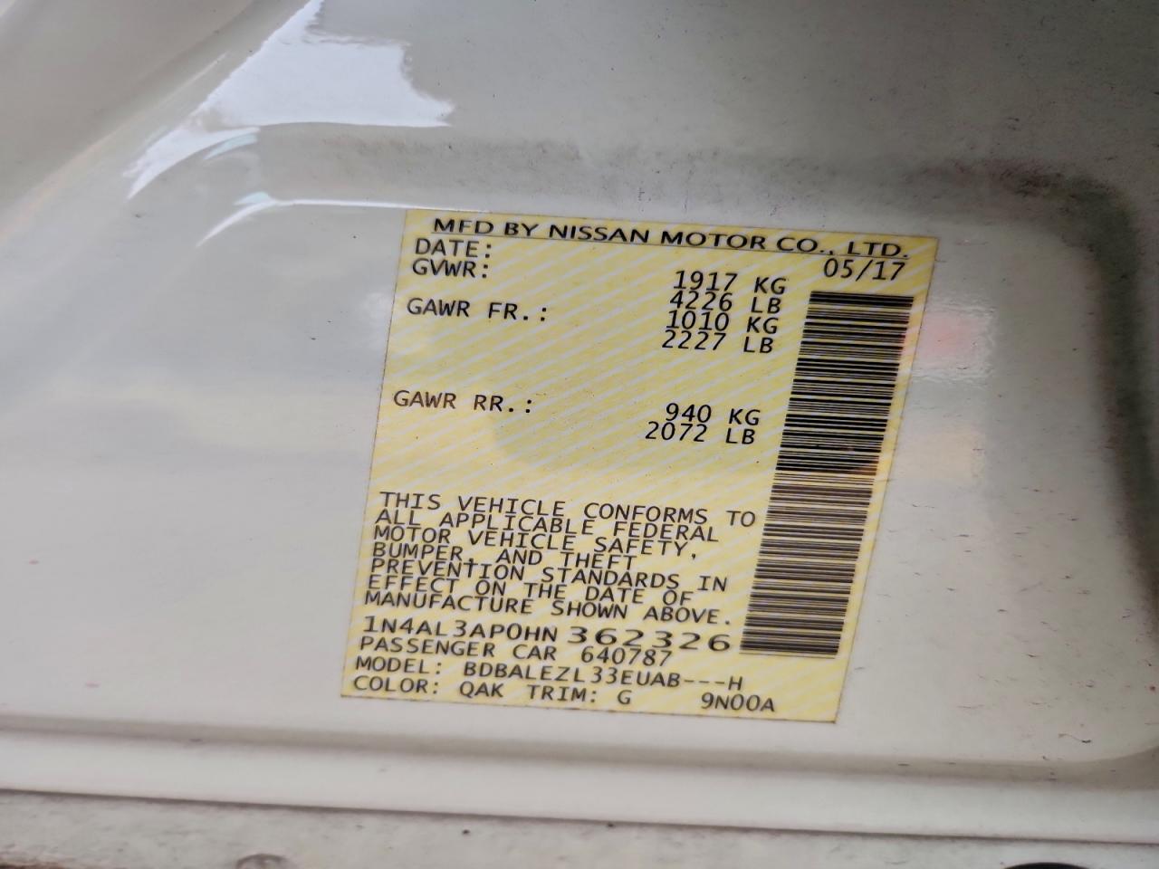 2017 NISSAN ALTIMA 2.5 photo 34