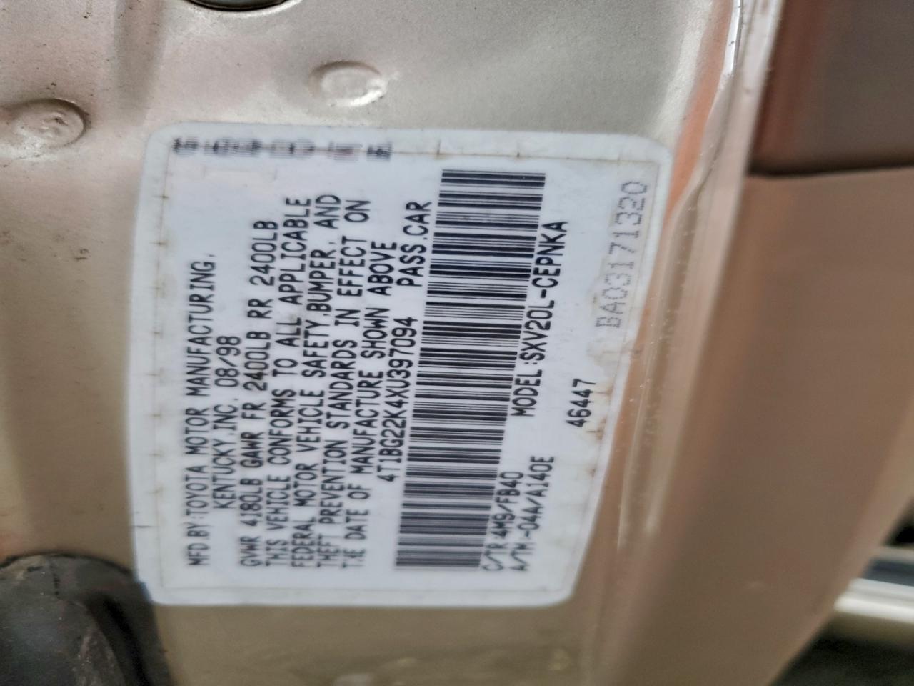 1999 TOYOTA CAMRY CE photo 34