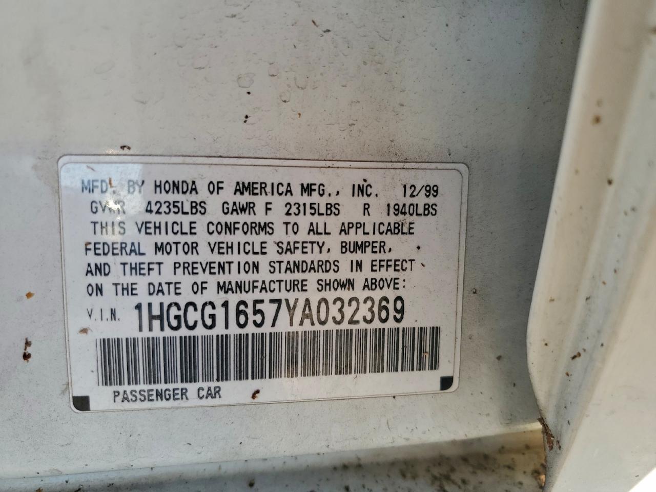 2000 HONDA ACCORD EX photo 23