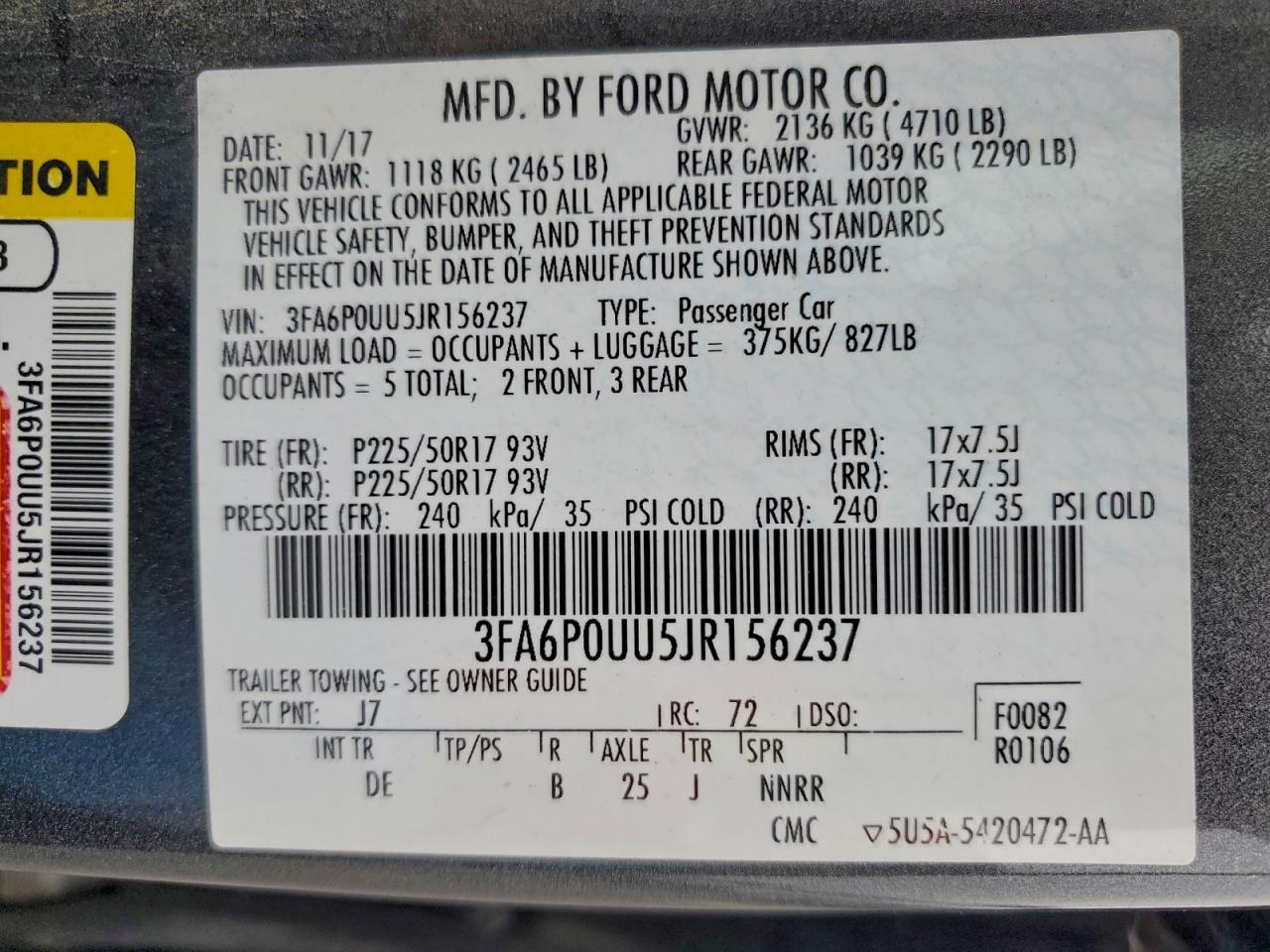 2018 FORD FUSION S HYBRID photo 12