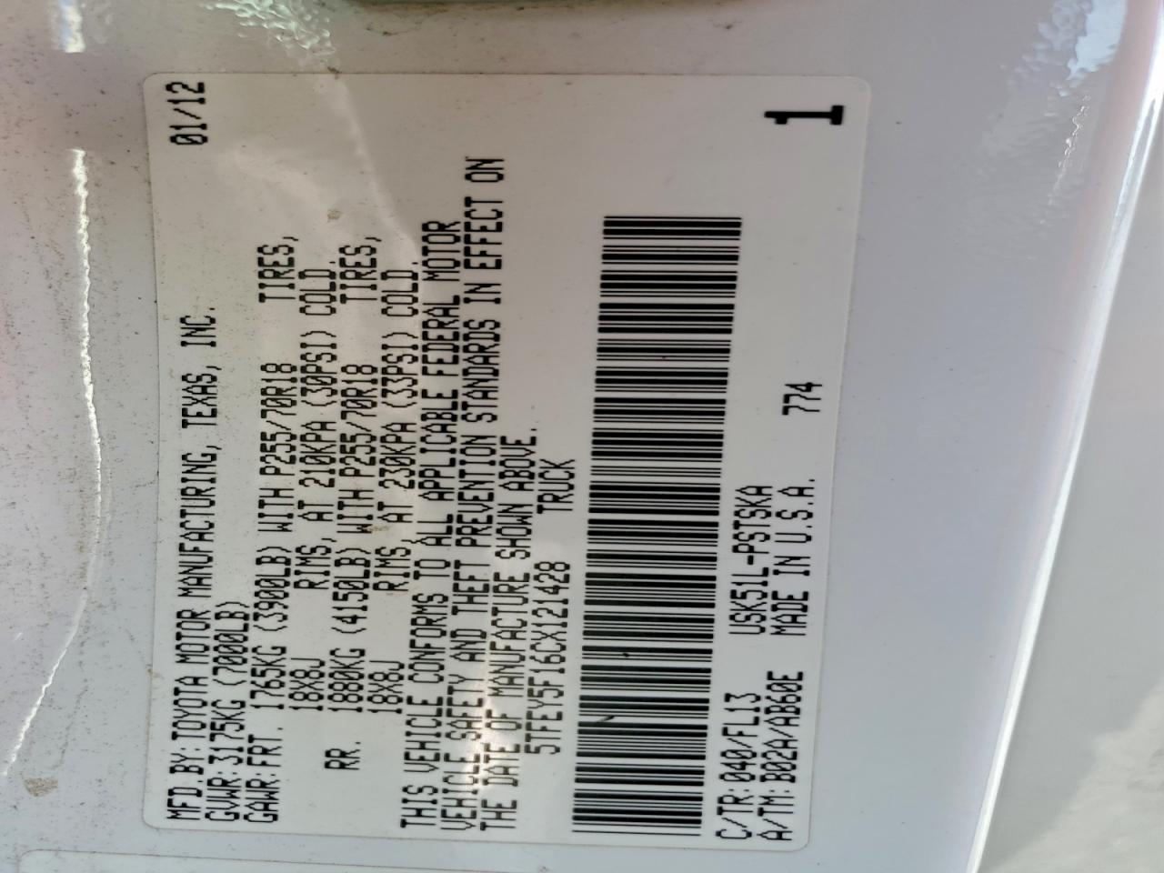 2012 TOYOTA TUNDRA CREWMAX SR5 photo 23