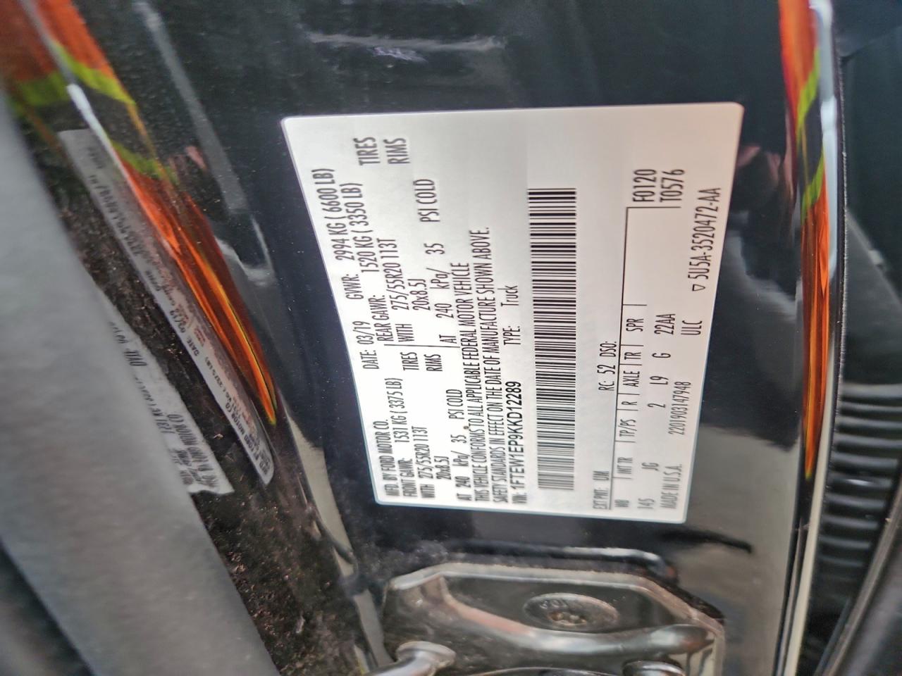 2019 FORD F150 SUPERCREW photo 12