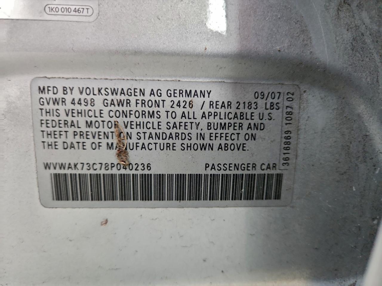 2008 VOLKSWAGEN PASSAT KOMFORT photo 34
