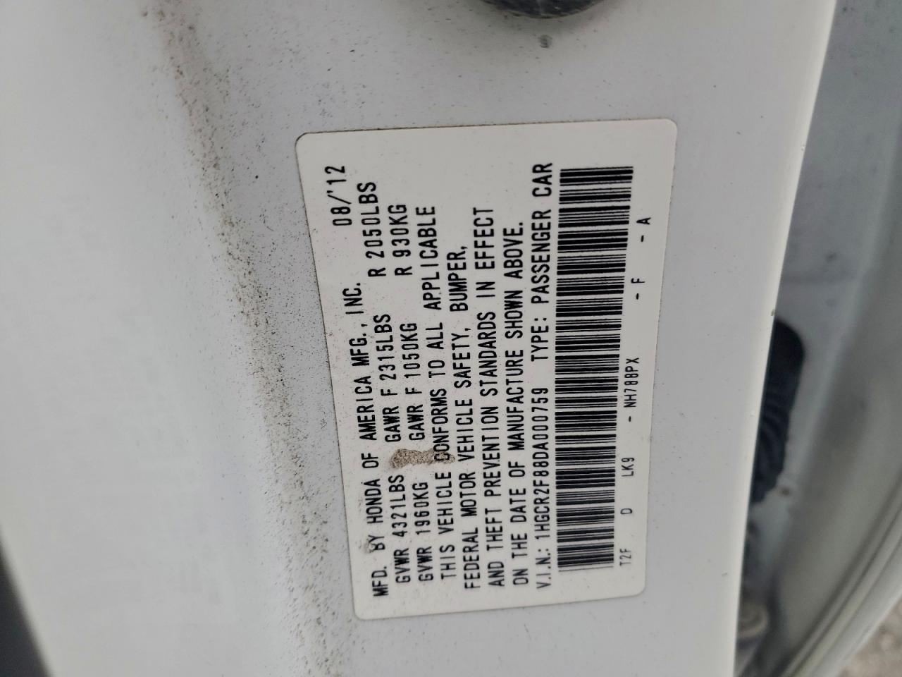 2013 HONDA ACCORD EXL photo 12