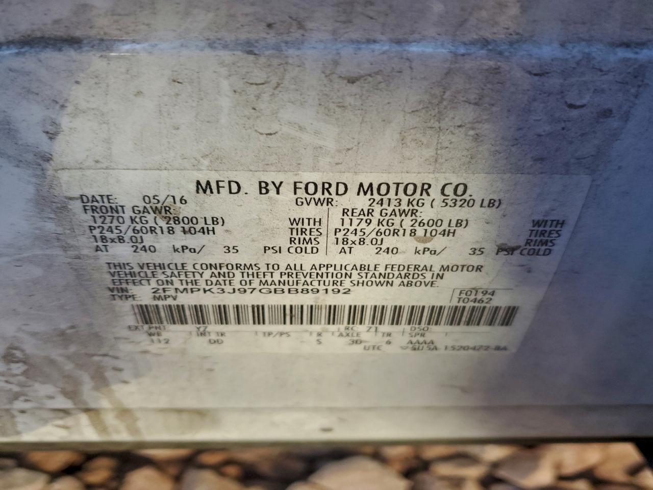 2016 FORD EDGE SEL photo 25
