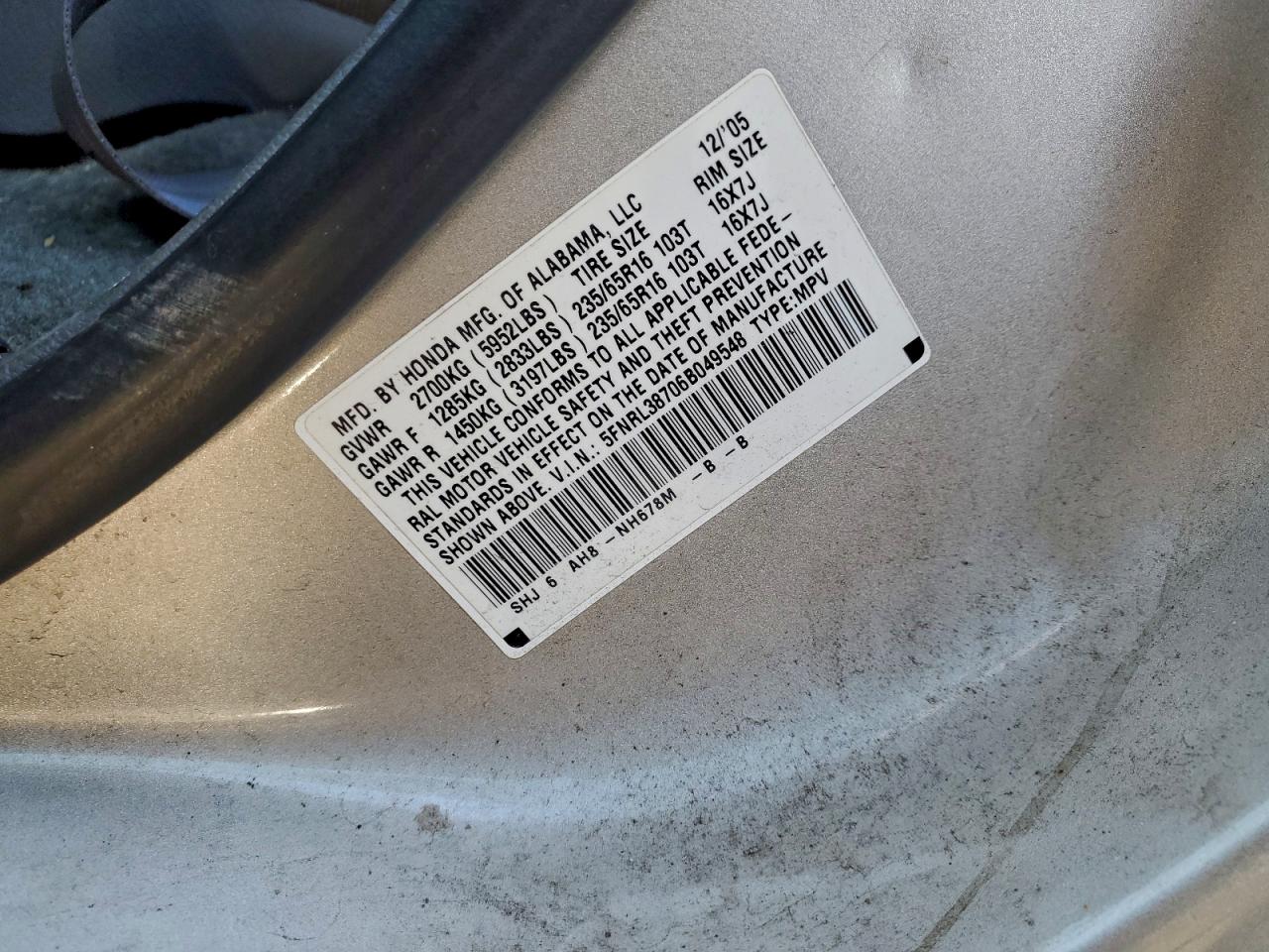 2006 HONDA ODYSSEY EXL photo 25