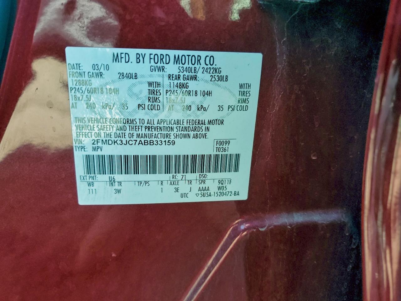 2010 FORD EDGE SEL photo 40