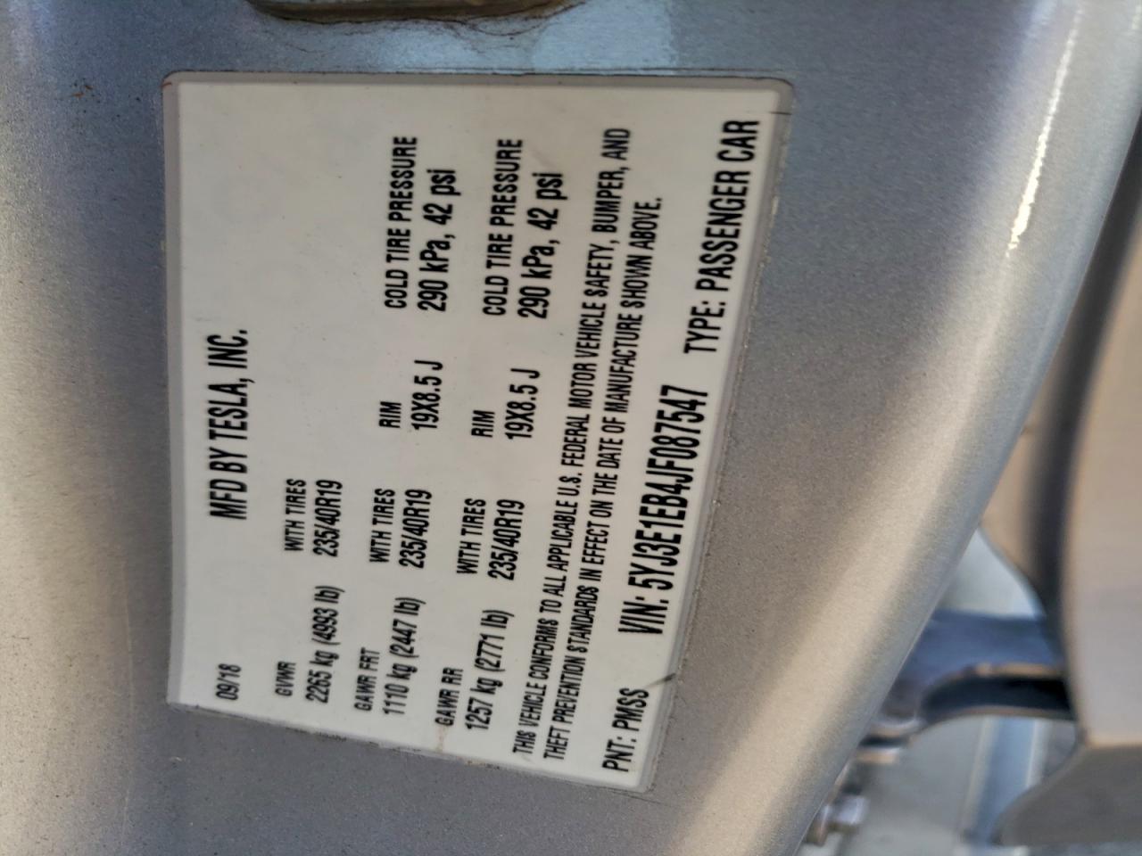 2018 TESLA MODEL 3 photo 49