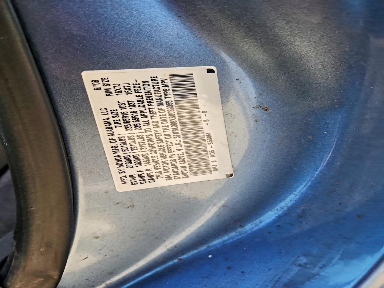 2008 HONDA ODYSSEY EXL photo 12