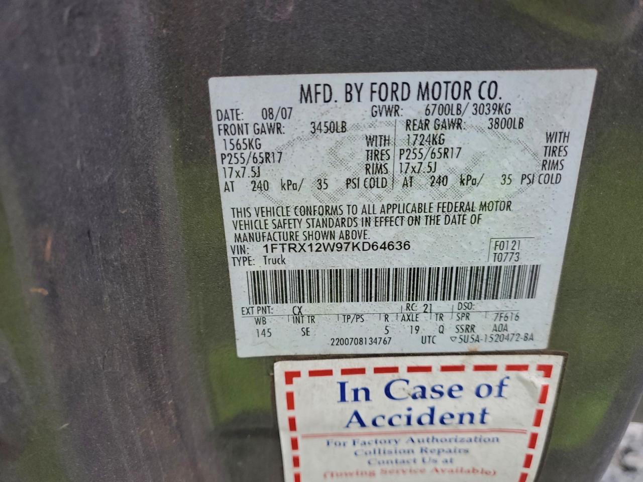 2007 FORD F150 photo 12