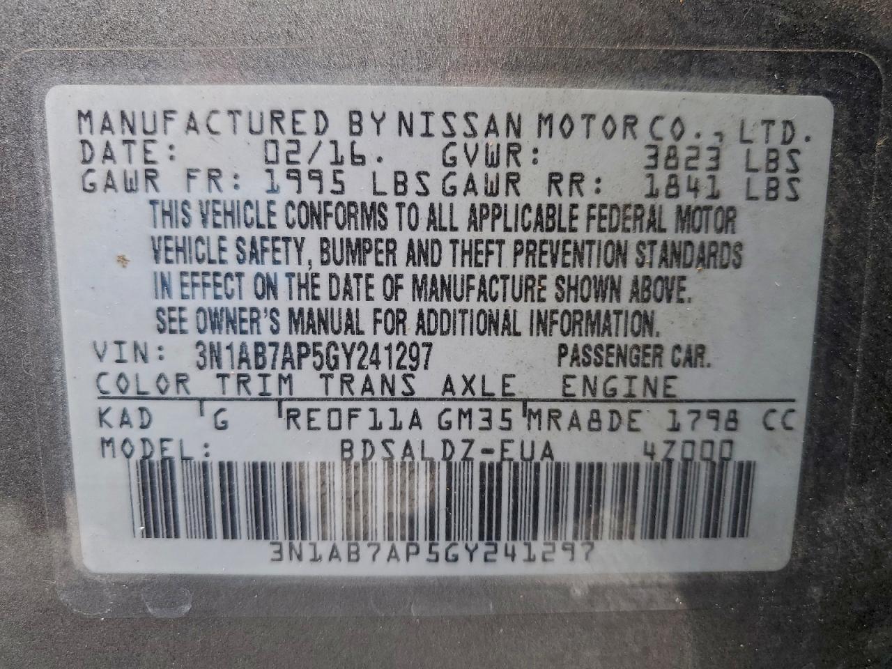 2016 NISSAN SENTRA S photo 23