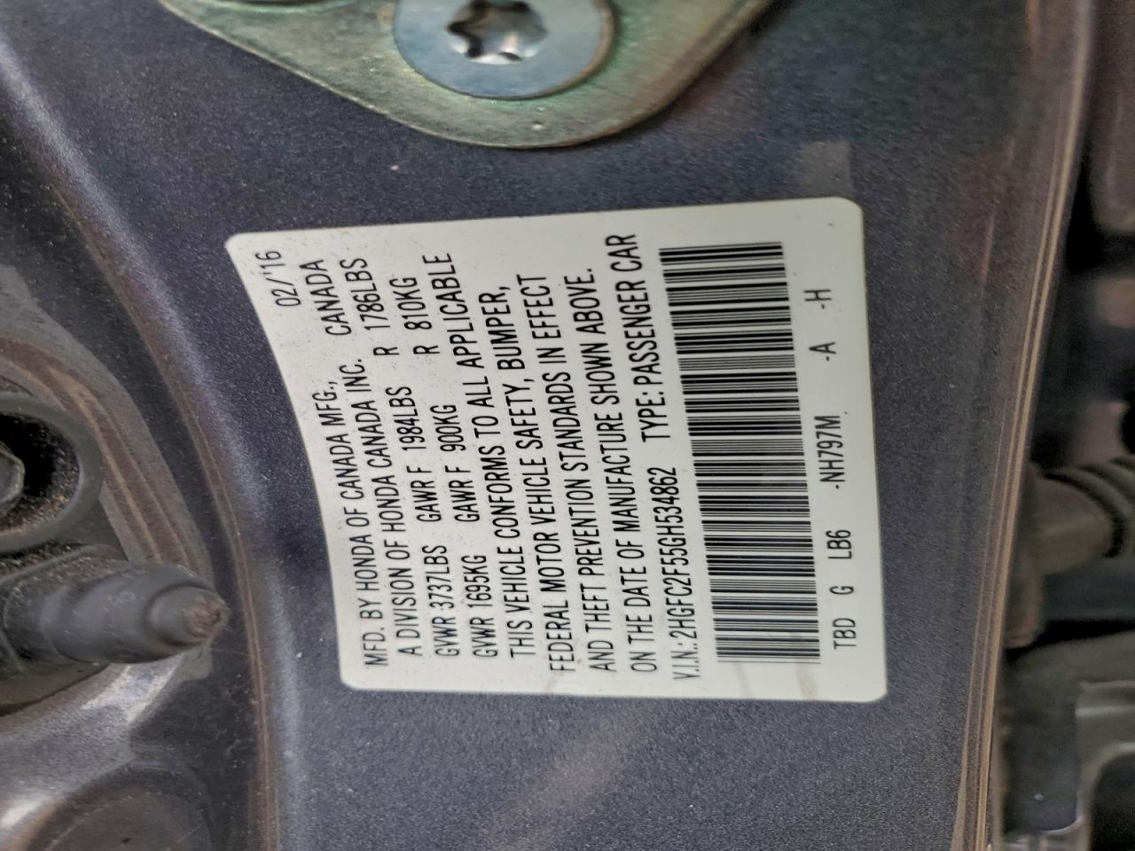 2016 HONDA CIVIC LX photo 12