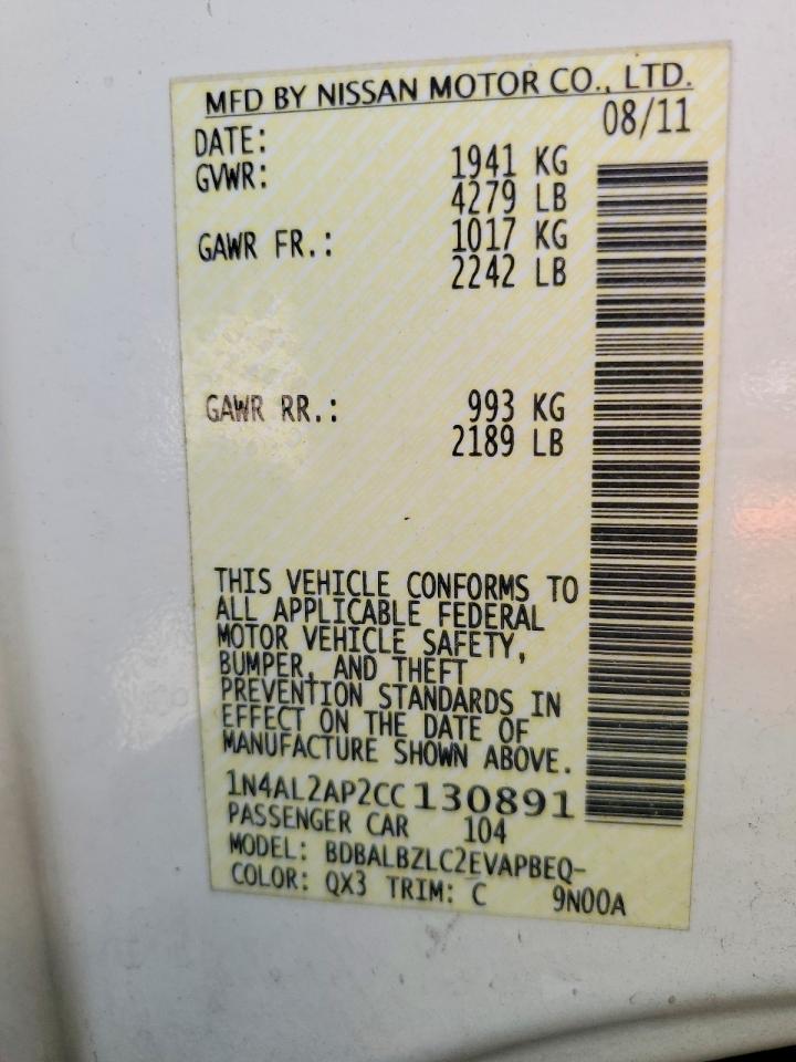2012 NISSAN ALTIMA BASE photo 13