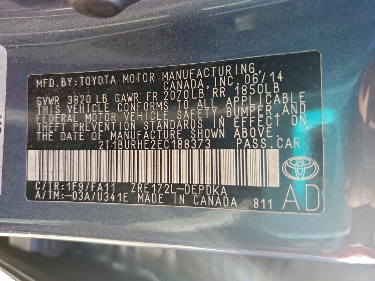 2014 TOYOTA COROLLA L photo 23