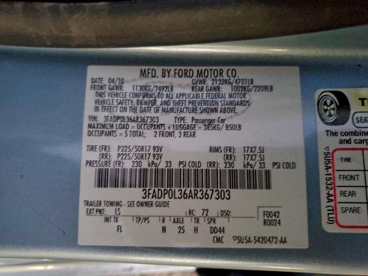 2010 FORD FUSION HYBRID photo 12