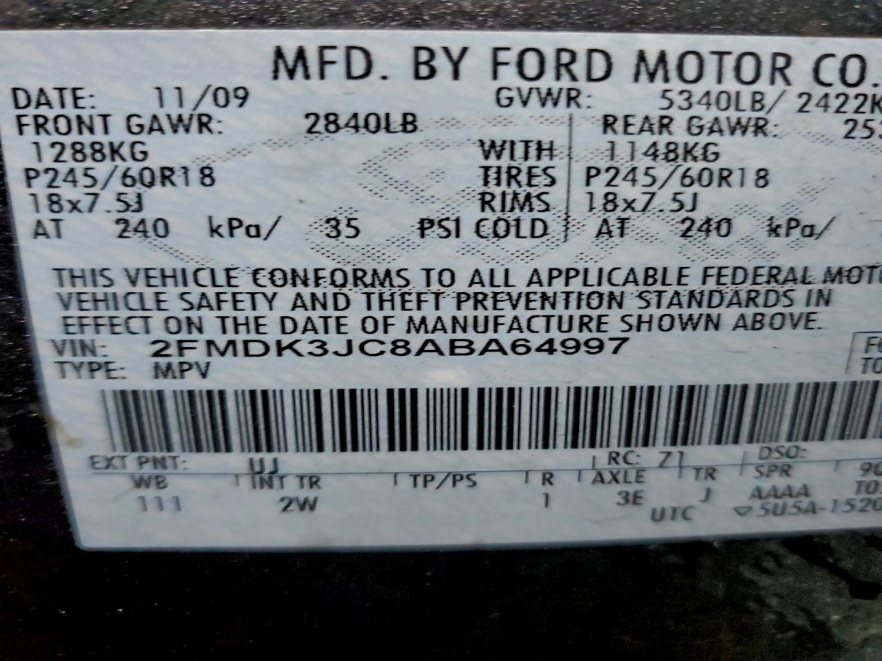 2010 FORD EDGE SEL photo 25