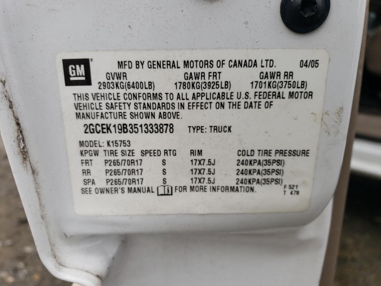 2005 CHEVROLET SILVERADO K1500 photo 12