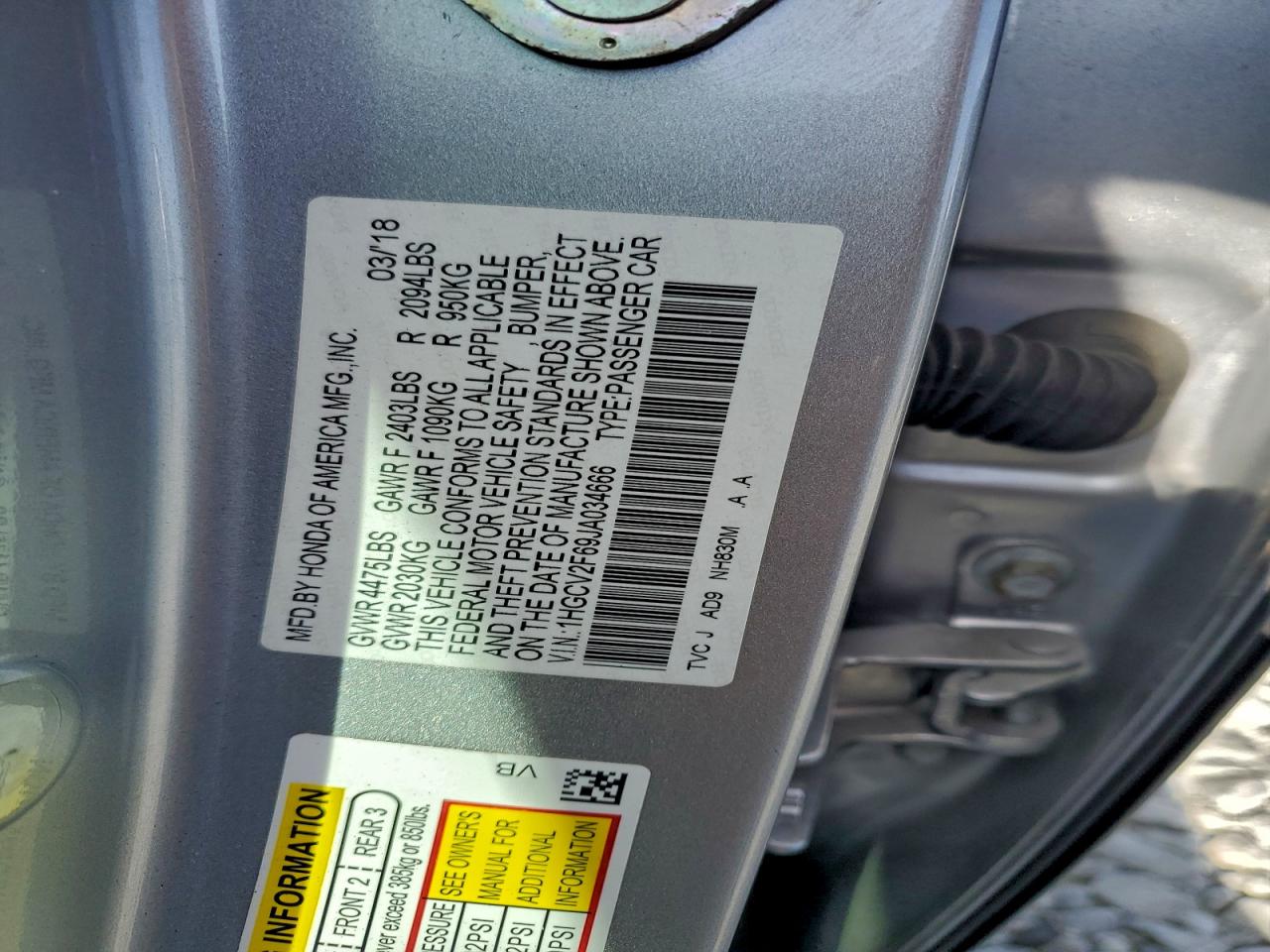 2018 HONDA ACCORD EXL photo 23
