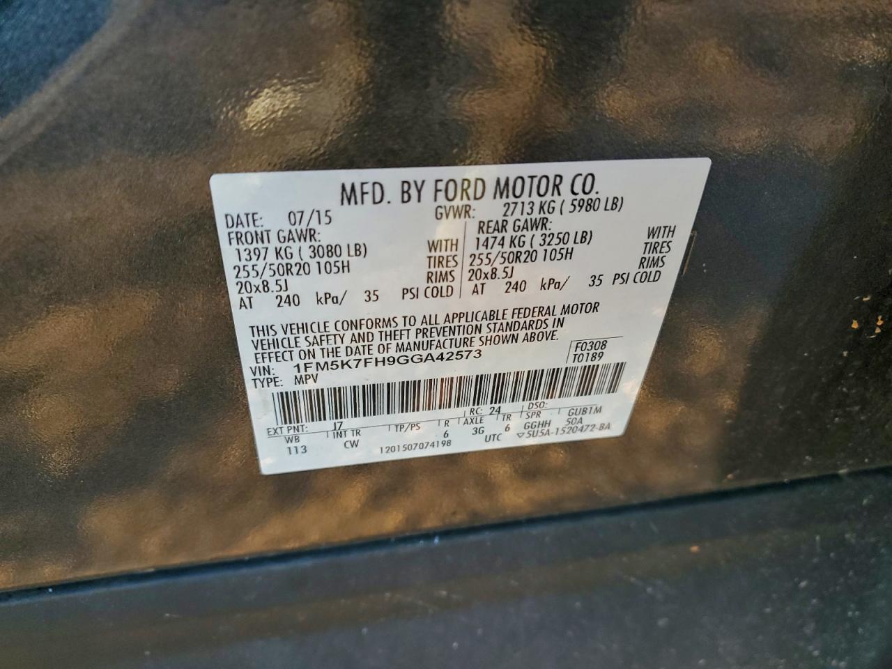 2016 FORD EXPLORER LIMITED photo 12