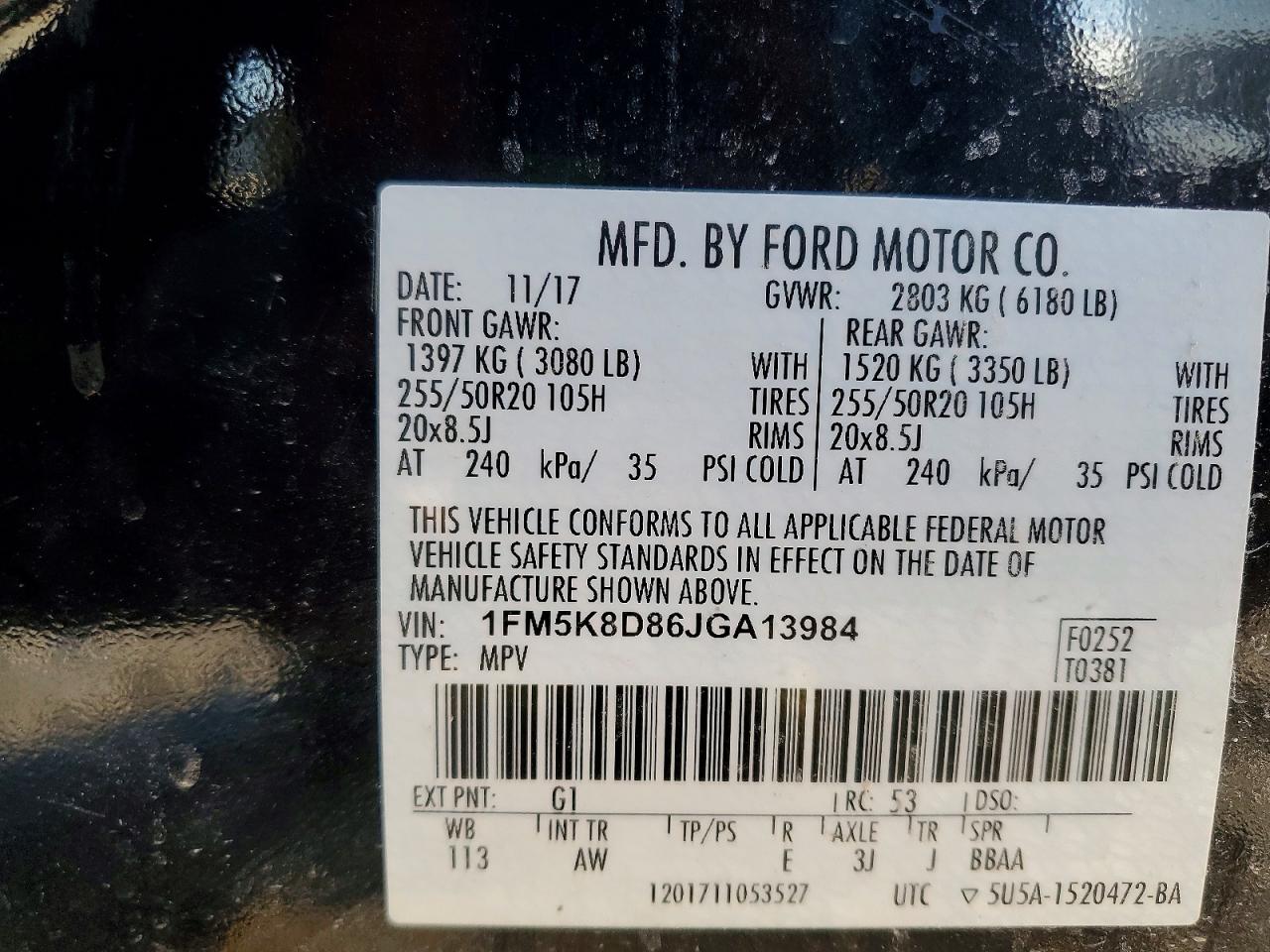 2018 FORD EXPLORER XLT photo 13