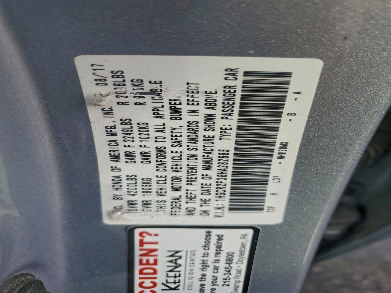 2017 HONDA ACCORD LX photo 23
