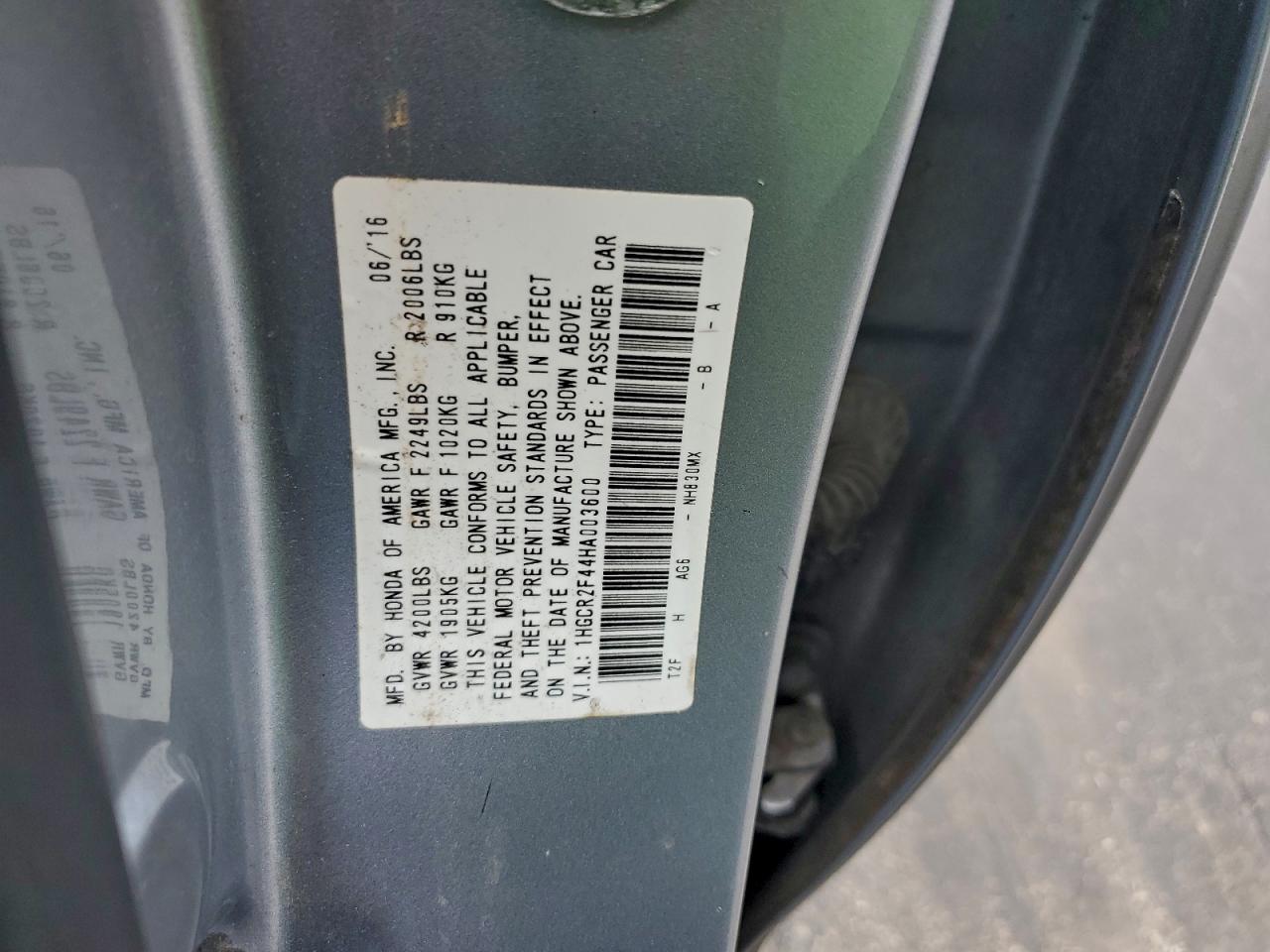 2017 HONDA ACCORD LX photo 12