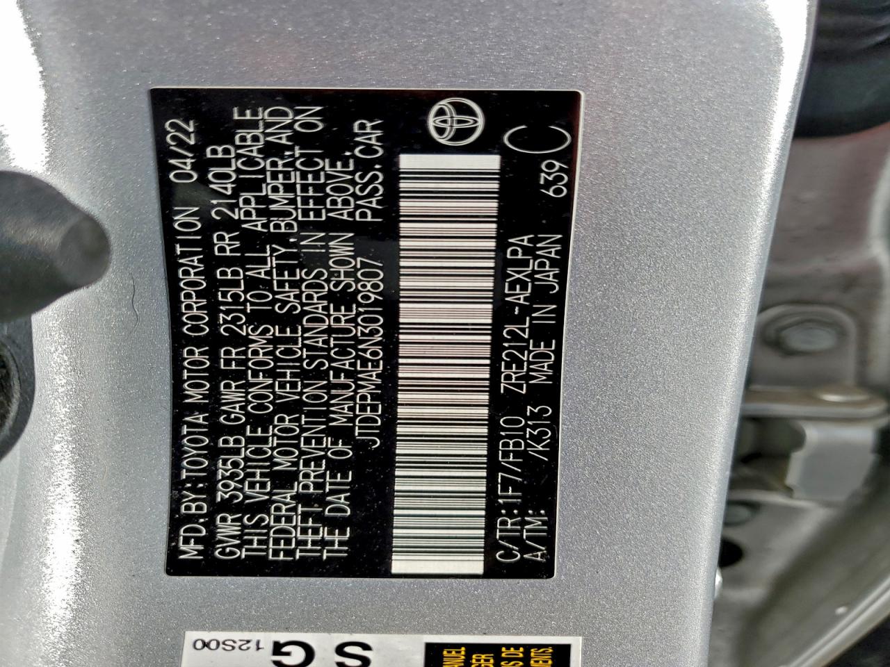 2022 TOYOTA COROLLA LE photo 13