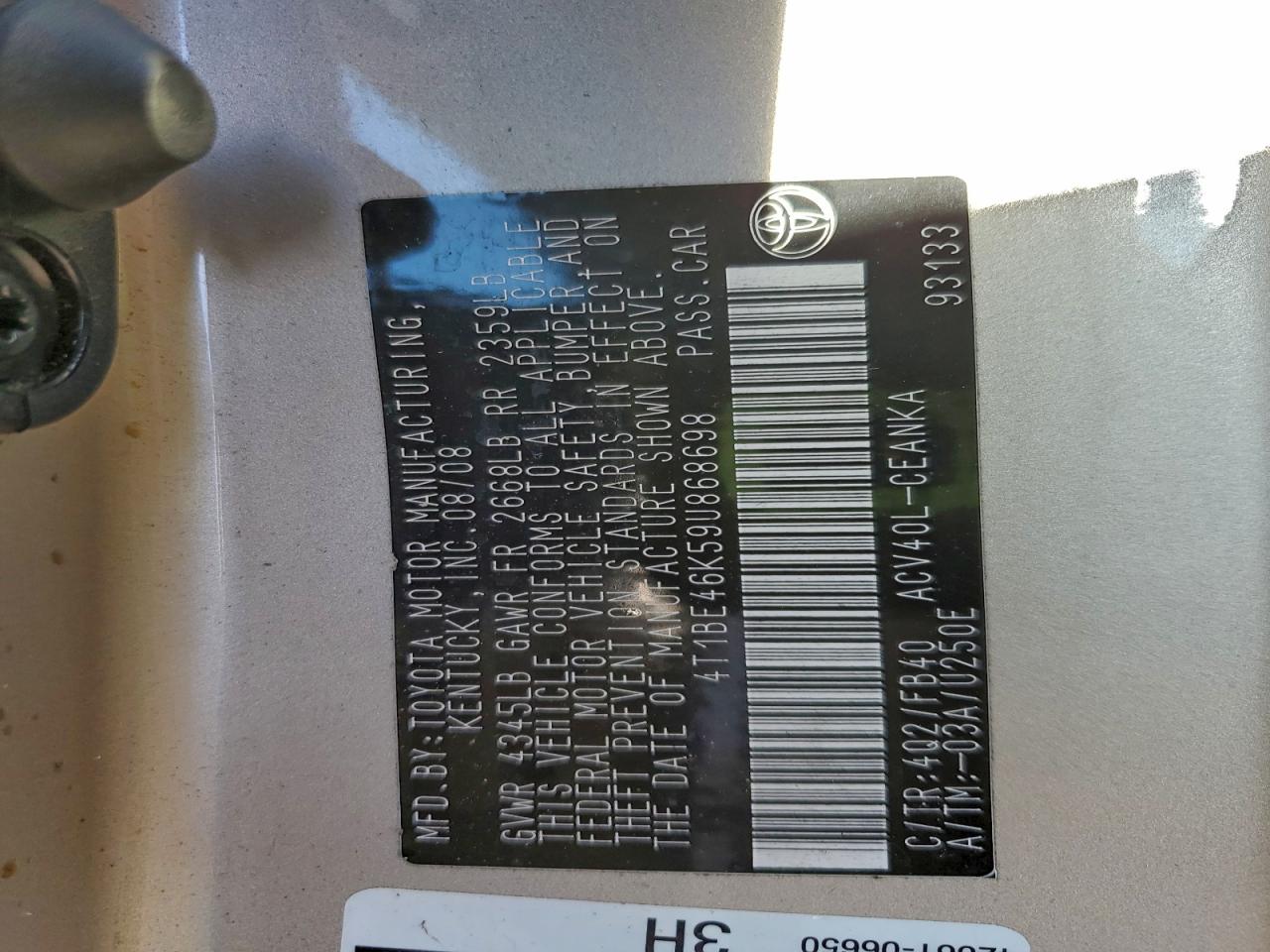 2009 TOYOTA CAMRY BASE photo 23