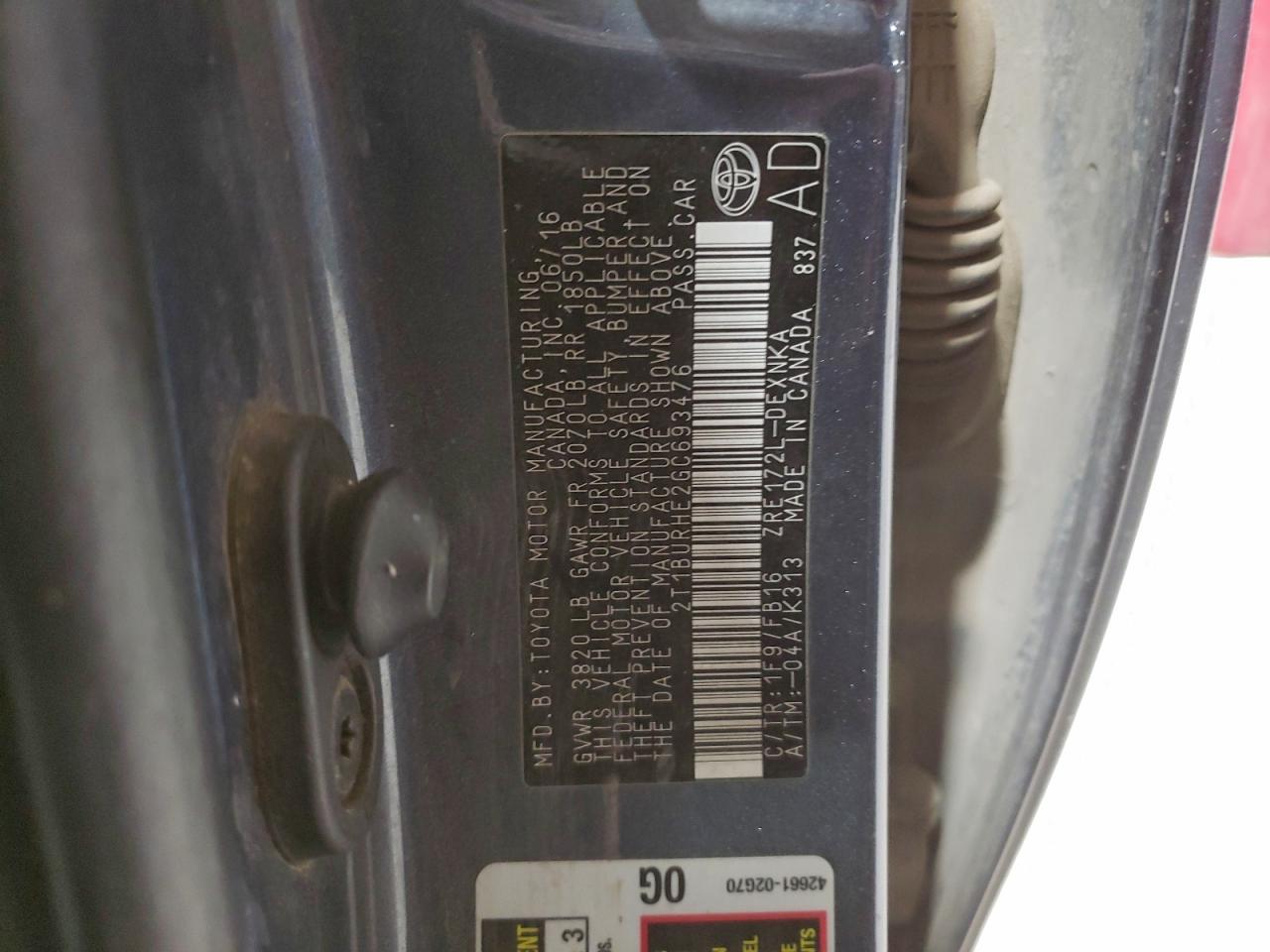 2016 TOYOTA COROLLA L photo 34