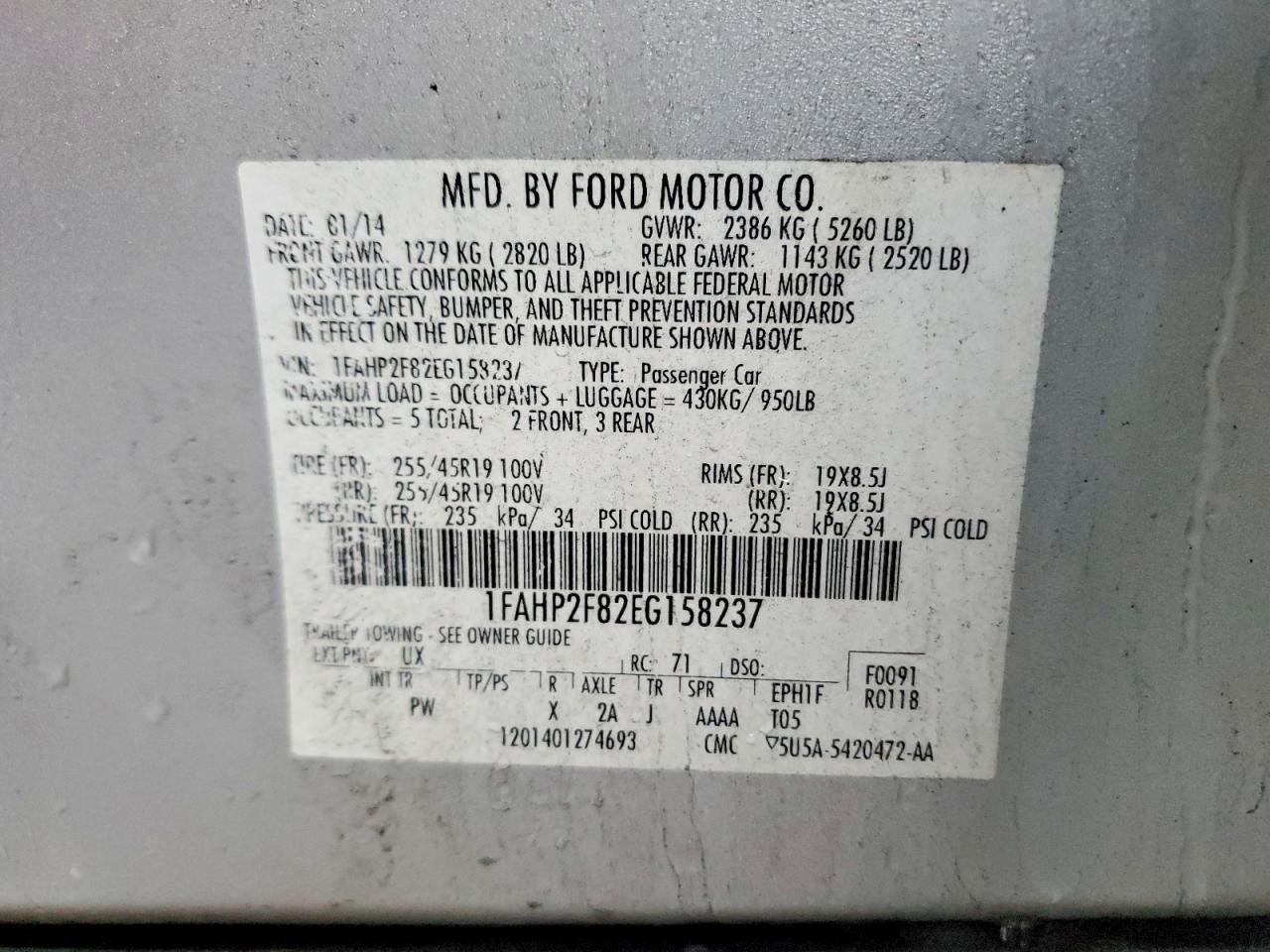 2014 FORD TAURUS LIMITED photo 12