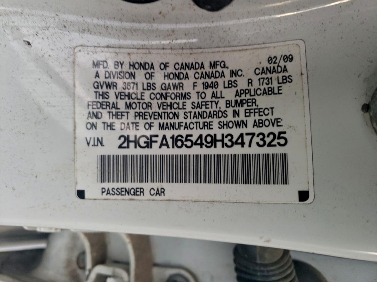 2009 HONDA CIVIC LX photo 12