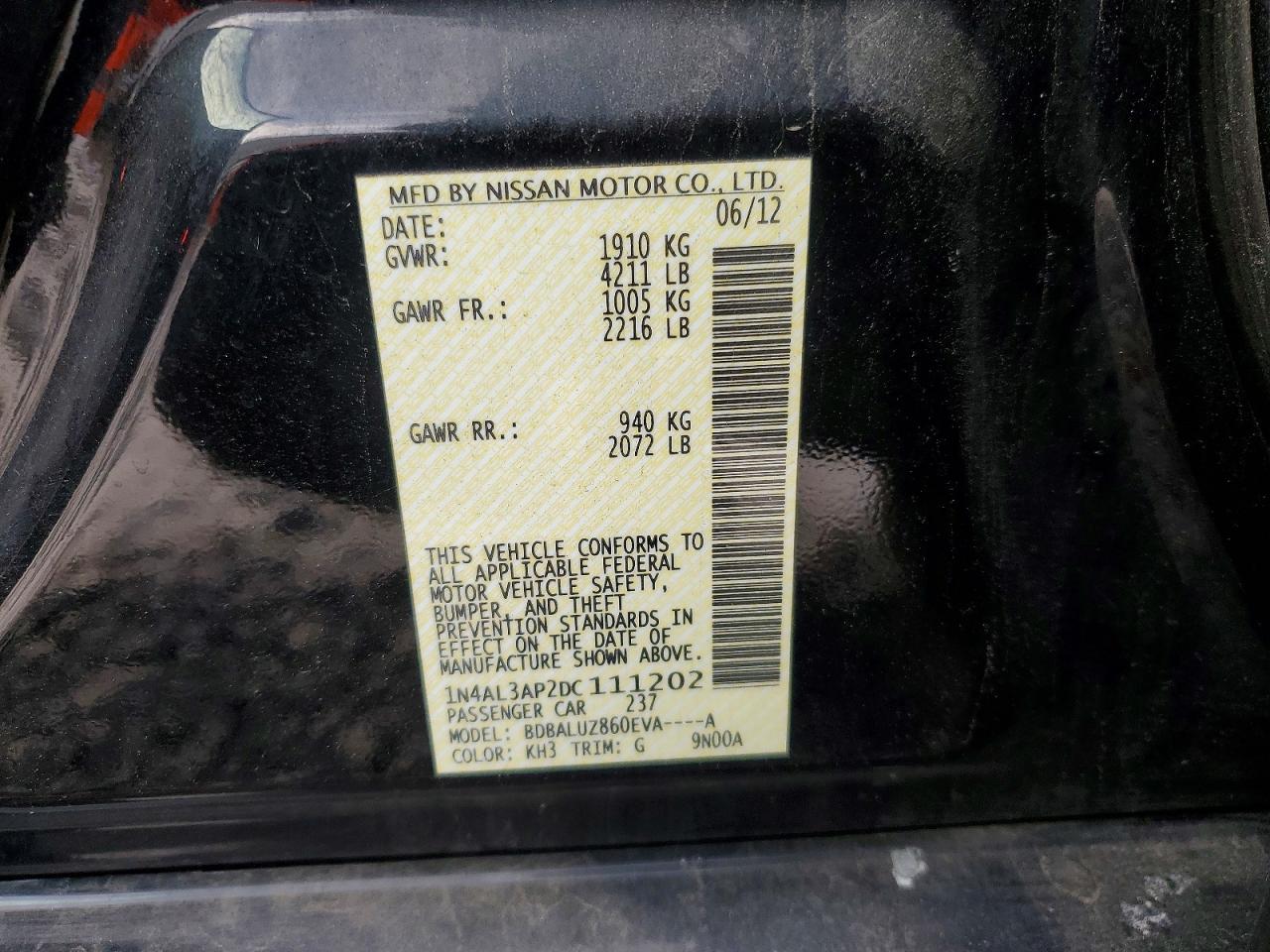 2013 NISSAN ALTIMA photo 12