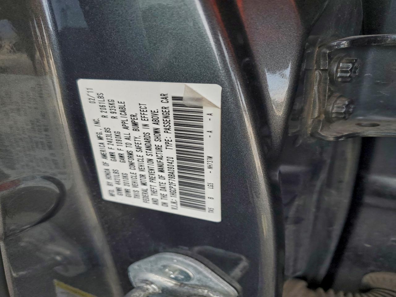 2011 HONDA ACCORD EX photo 25
