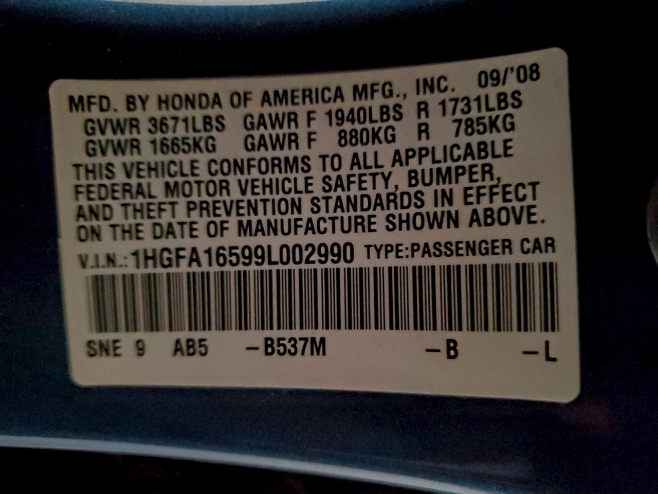 2009 HONDA CIVIC LX photo 25