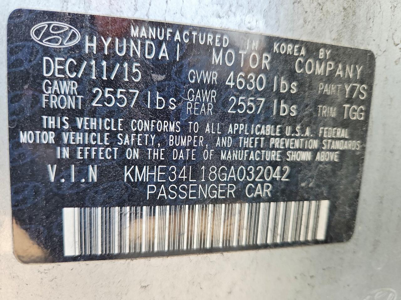 2016 HYUNDAI SONATA HYBRID photo 13