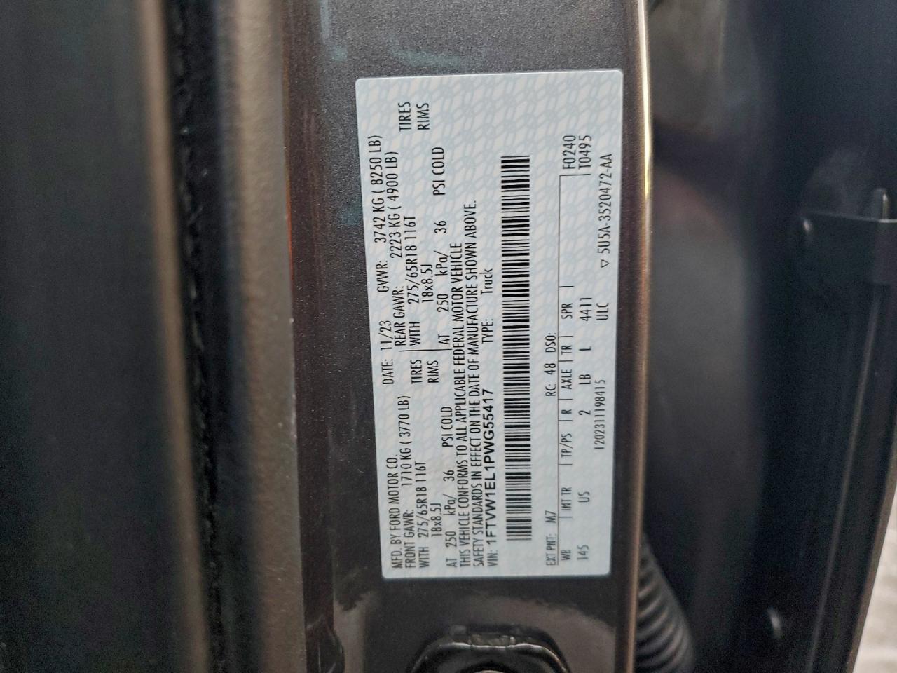 2023 FORD F150 LIGHTNING PRO photo 12