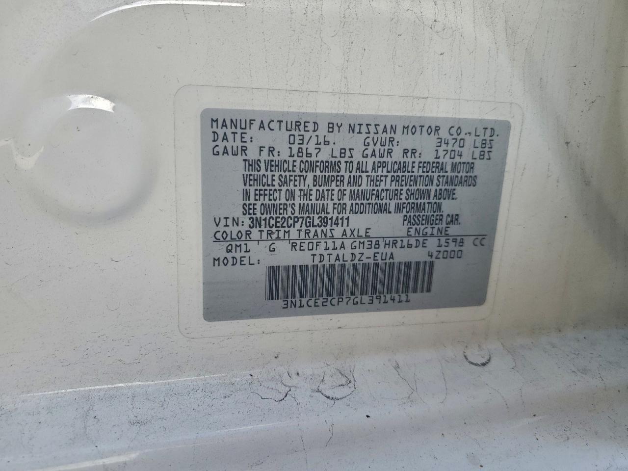 2016 NISSAN VERSA NOTE S photo 12