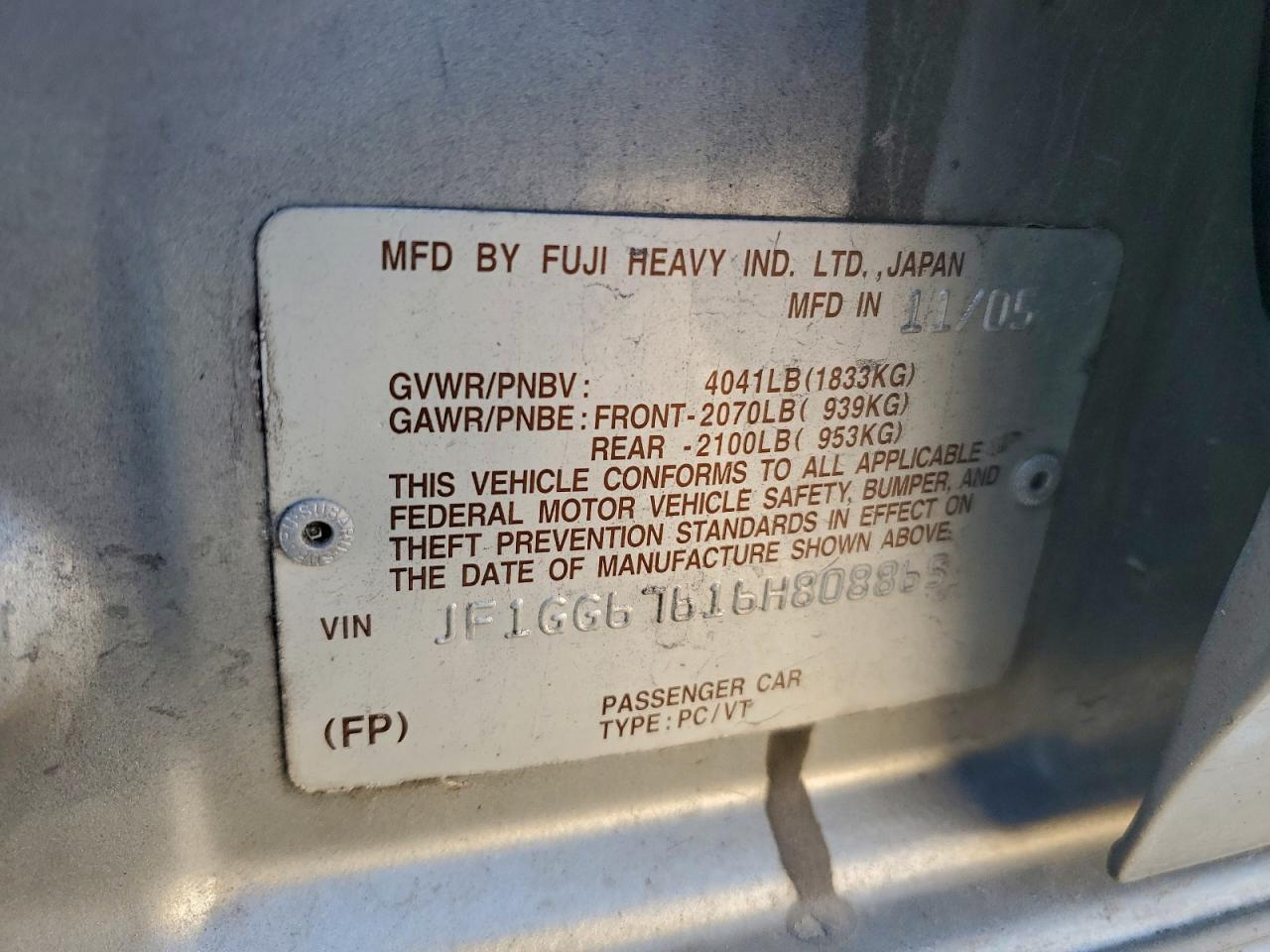 2006 SUBARU IMPREZA photo 23