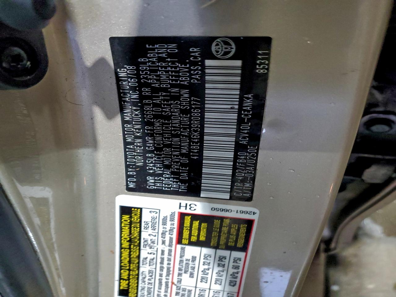 2009 TOYOTA CAMRY BASE photo 12