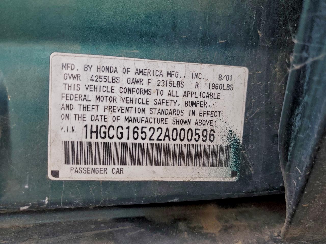 2002 HONDA ACCORD EX photo 12