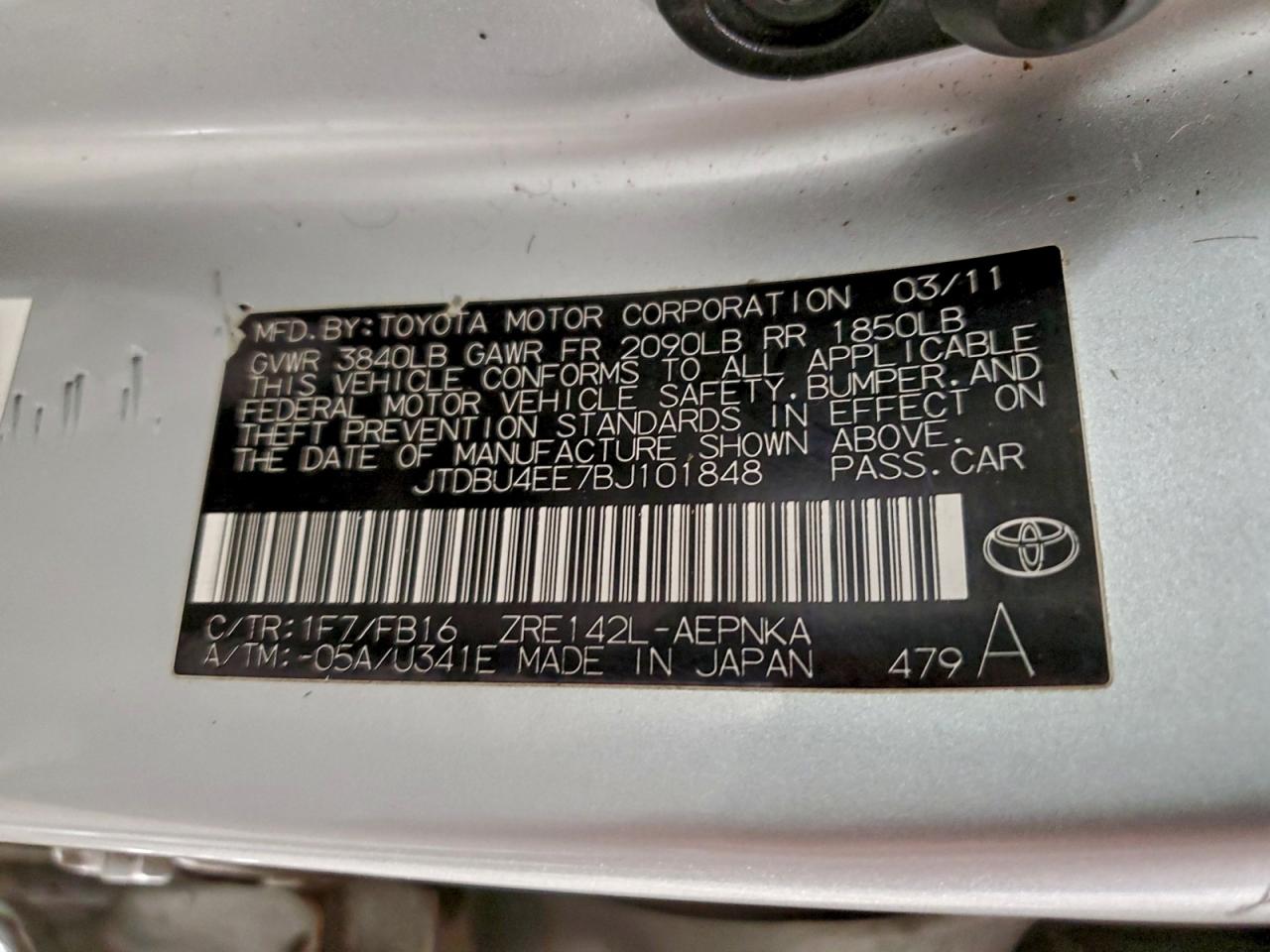 2011 TOYOTA COROLLA BASE photo 13